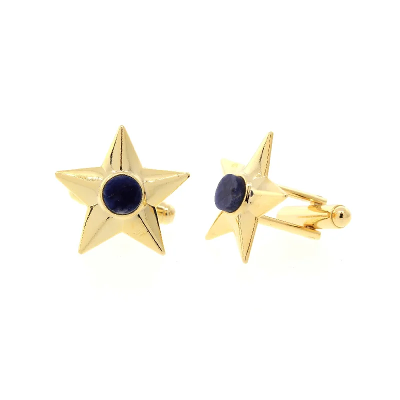 Best Jewelry Deals – Premium Quality At Exclusive Discounts 1928 Jewelry® 14K Gold Dipped Semi-Precious Blue Sodalite Star Cufflinks