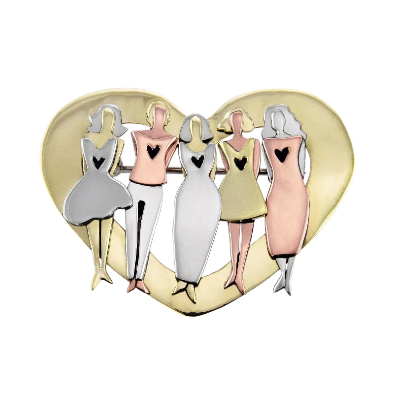 Premium Diamond Jewelry For Unforgettable Moments Sisters Forever Love Heart Mixed Metal Pin Premium Diamond Jewelry For Unforgettable Moments Sisters Forever Love Heart Mixed Metal Pin