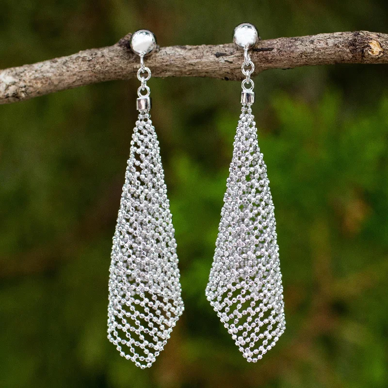 Trending Jewelry Styles Now At Limited-Time Discounts Sparkling Cornets Hand Crafted Sterling Silver Bead Chain Dangle Earrings