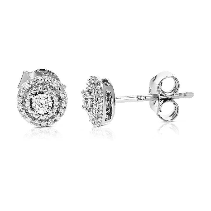 Must-Have Jewelry Pieces At Reduced Prices 1/10 cttw 20 Stones Round Lab Grown Diamond Studs Earrings .925 Sterling Silver Prong Set 1/4 Inch