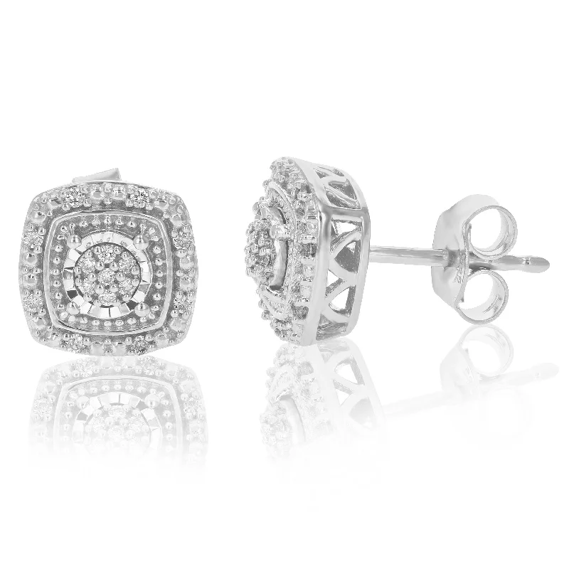 Exclusive Online Discounts On Stylish Jewelry 1/10 cttw Round Lab Grown Diamond Studs .925 Sterling Silver Earrings Prong Set
