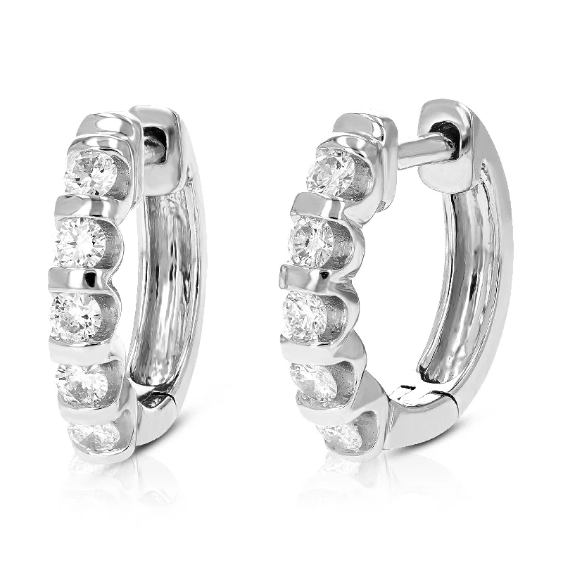 Fine Jewelry, Limited-Time Offers Available 1/2 cttw Round Lab Grown Diamond Hoop Earrings .925 Sterling Silver Channel Set 2/3 Inch Fine Jewelry, Limited-Time Offers Available 1/2 cttw Round Lab Grown Diamond Hoop Earrings .925 Sterling Silver Channel Set 2/3 Inch