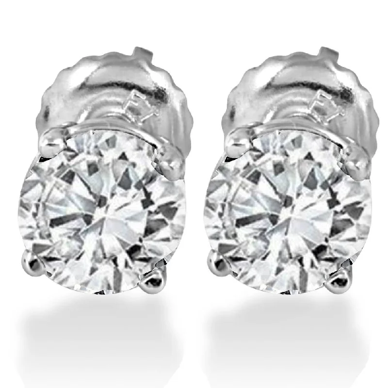 1.25CT Lab Grown Diamond Studs Screw Back 14K White Gold