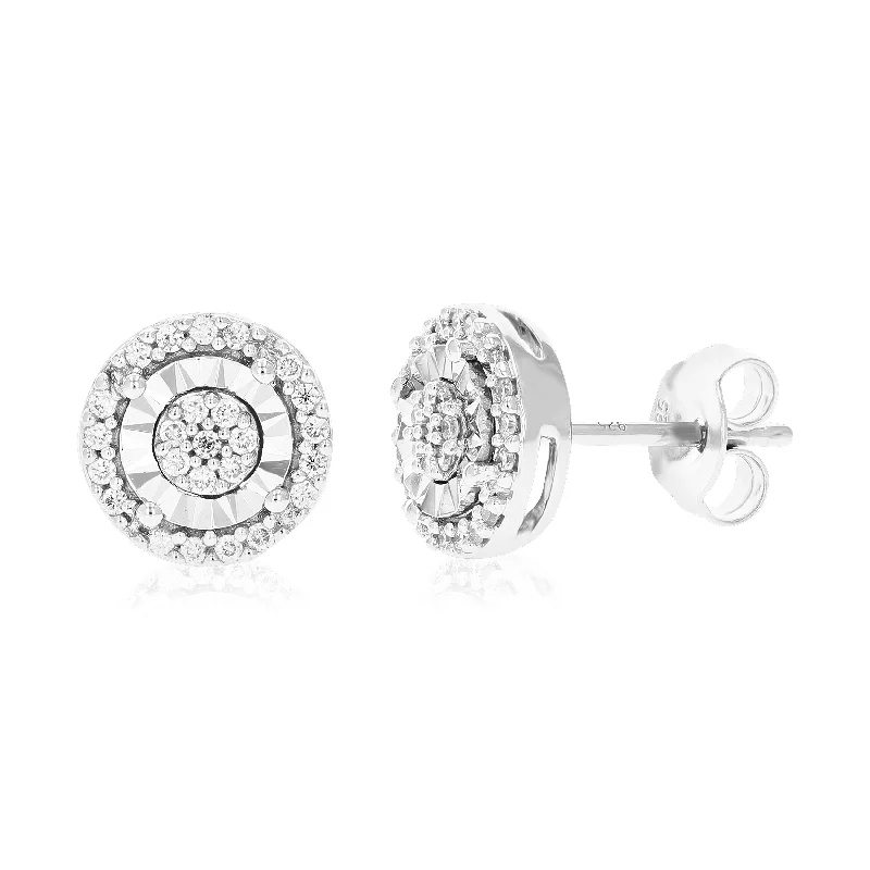 Big Discounts On Elegant Jewelry Collections 1/4 cttw 50 Stones Round Lab Grown Diamond Studs Earrings .925 Sterling Silver Prong Set 1/3 Inch