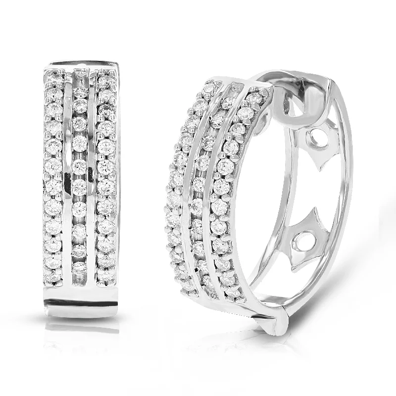 Personalized Engraved Jewelry For Meaningful Gifts 1/4 cttw Round Cut Lab Grown Diamond Hoop Earrings .925 Sterling Silver Prong Set