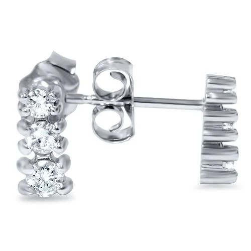 Buy More, Save More On Stunning Jewelry Pieces 1/4ct Three Stone Diamond Earrings 14K White Gold
