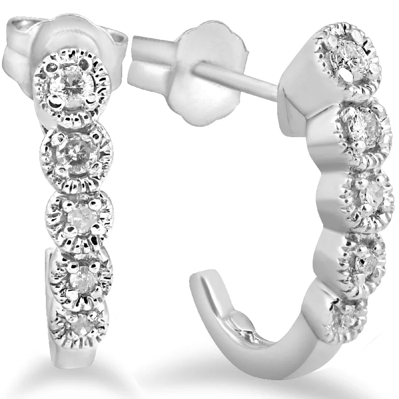 Exclusive Jewelry Offers – Shine For Less 1/4ct Vintage Diamond Hoops 14K White Gold