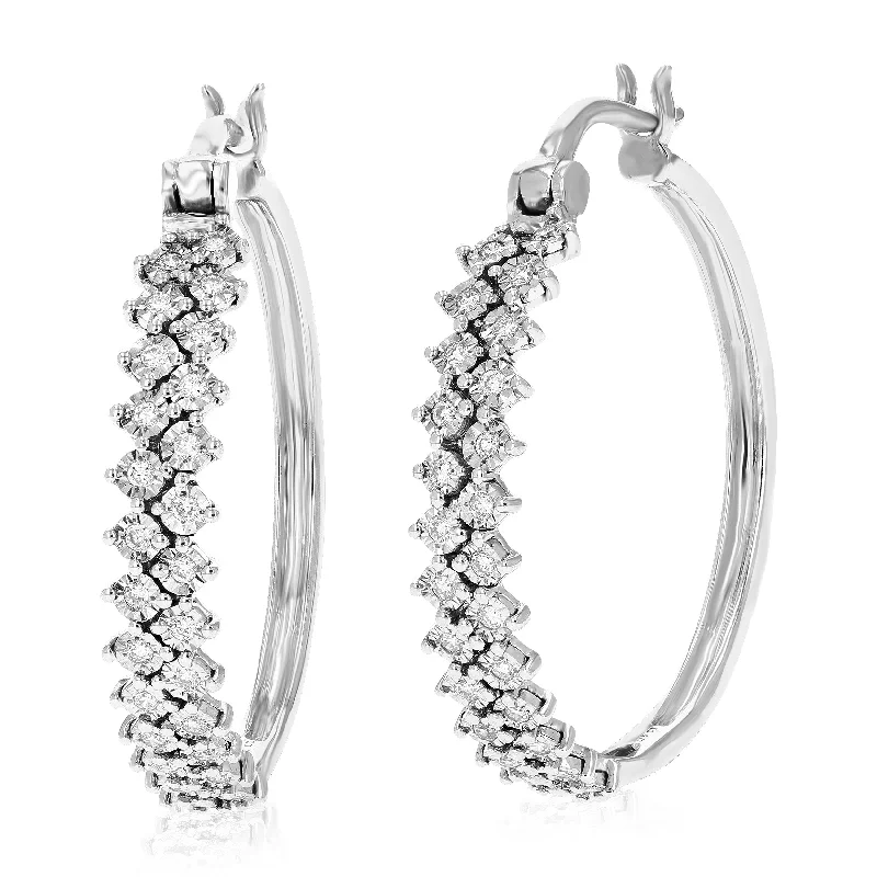 Save On Luxury Jewelry Pieces – Limited-Time Offers 1/5 cttw 52 Stones Round Lab Grown Diamond Hoop Earrings .925 Sterling Silver Prong Set 1 Inch Save On Luxury Jewelry Pieces – Limited-Time Offers 1/5 cttw 52 Stones Round Lab Grown Diamond Hoop Earrings .925 Sterling Silver Prong Set 1 Inch