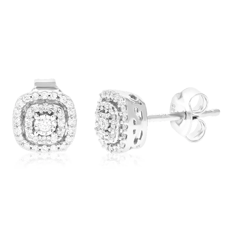 Luxury Jewelry Clearance – Shop Premium Styles Now 1/5 cttw 66 Stones Round Lab Grown Diamond Studs Earrings .925 Sterling Silver Prong Set 1/4 Inch