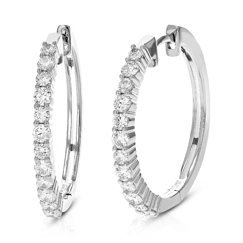 Flash Jewelry Sale – Get Stunning Pieces At Low Prices 1 cttw Round Lab Grown Diamond Hoop Earrings .925 Sterling Silver Prong Set 1 Inch Flash Jewelry Sale – Get Stunning Pieces At Low Prices 1 cttw Round Lab Grown Diamond Hoop Earrings .925 Sterling Silver Prong Set 1 Inch