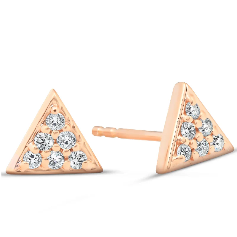 Flash Deals On Fine Jewelry – Shop Before It's Gone 14k Rose Gold Triangle Pave 1/10Ct Diamond Spike Studs Womens Earrings