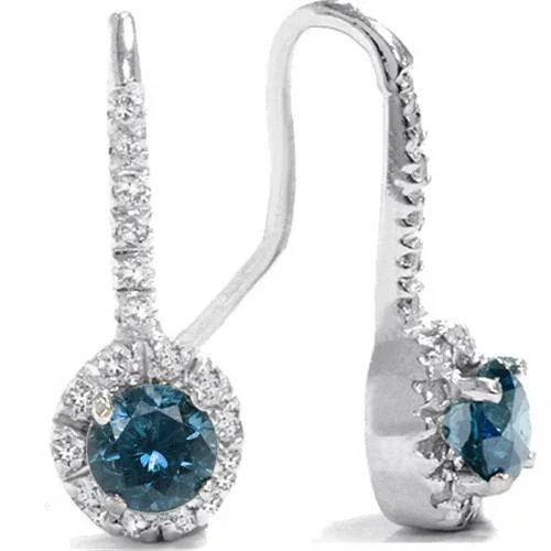 Get The Jewelry You Love At A Price You Love 1ct Blue & White Pave Halo Studs 14K White Gold