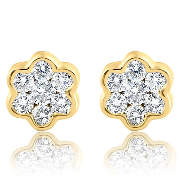 Shop Dazzling Jewelry With Special Promotional Discounts 1Ct Diamond Floral Shape Studs Lab Grown Earrings White or Yellow Gold