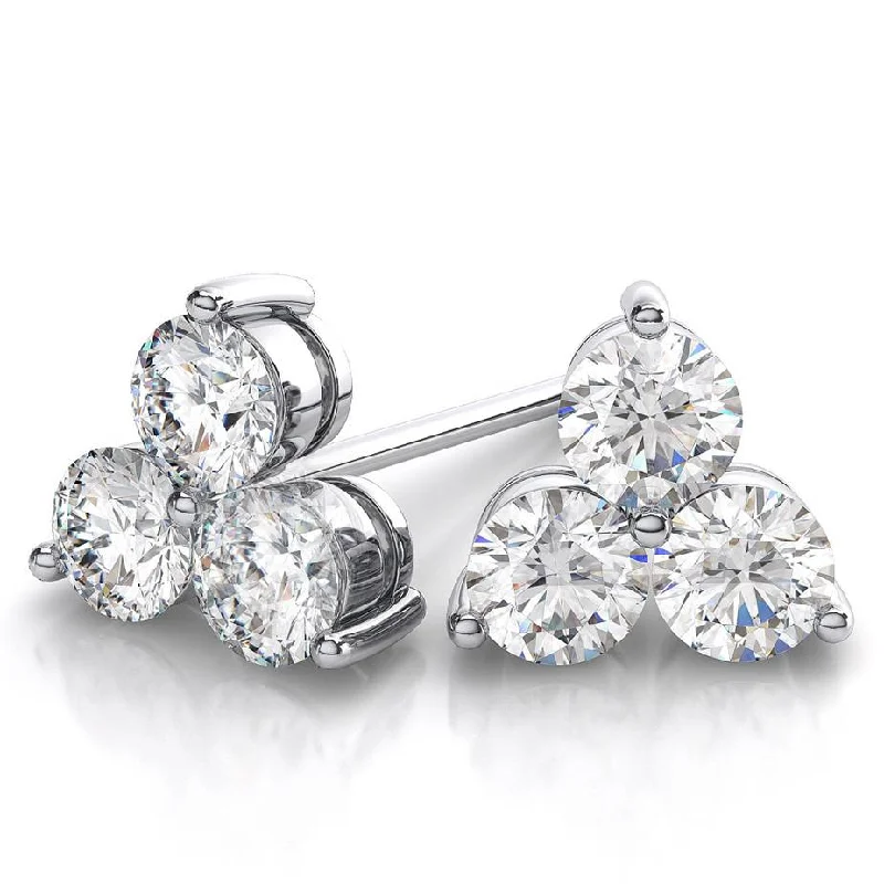 Jewelry Deals That Sparkle – Shop Today 1ct Lab Grown Diamond 3 Stone Studs Womens Earrings 14K White Gold