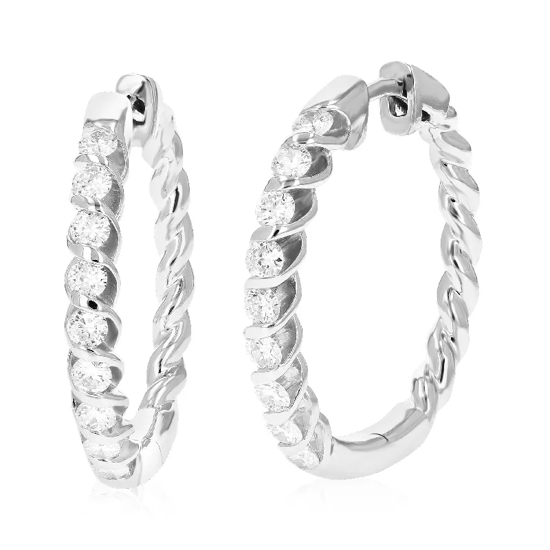 Huge Markdowns On Premium Jewelry Styles 3/4 cttw Round Lab Grown Diamond Hoop Earrings .925 Sterling Silver Channel Set 1 Inch Huge Markdowns On Premium Jewelry Styles 3/4 cttw Round Lab Grown Diamond Hoop Earrings .925 Sterling Silver Channel Set 1 Inch