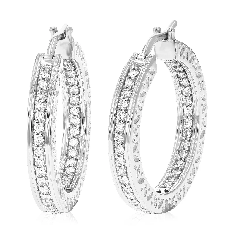 High-End Jewelry, Now More Affordable Than Ever 3/4 cttw Round Lab Grown Diamond Hoop Earrings .925 Sterling Silver Prong Set 1 Inch High-End Jewelry, Now More Affordable Than Ever 3/4 cttw Round Lab Grown Diamond Hoop Earrings .925 Sterling Silver Prong Set 1 Inch