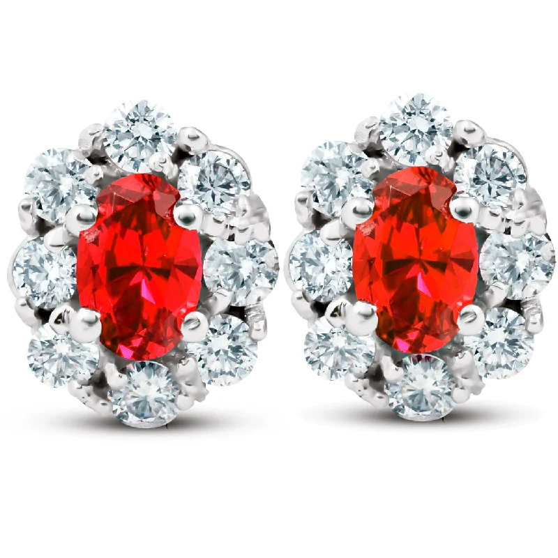 Bold And Beautiful Jewelry Now At Irresistible Prices 3 Ct Ruby & Diamond Halo Studs 14k White Gold
