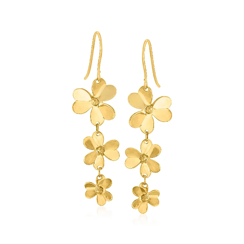 Timeless Elegance, Temporary Discounts – Act Fast Ross-Simons Italian 14kt Yellow Gold Floral Drop Earrings