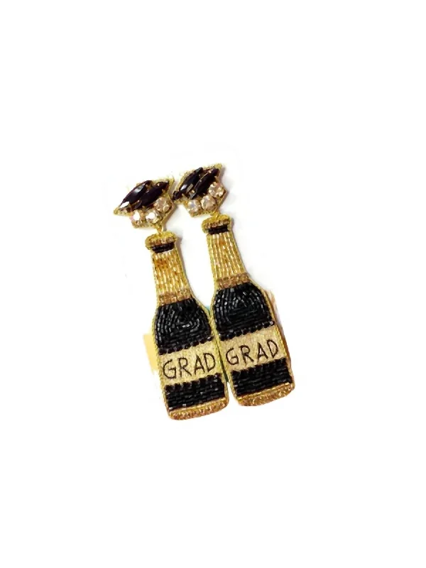 Limited Stock On Premium Jewelry At Low Prices Women's Beaded Grad Bottle Earrings In Black