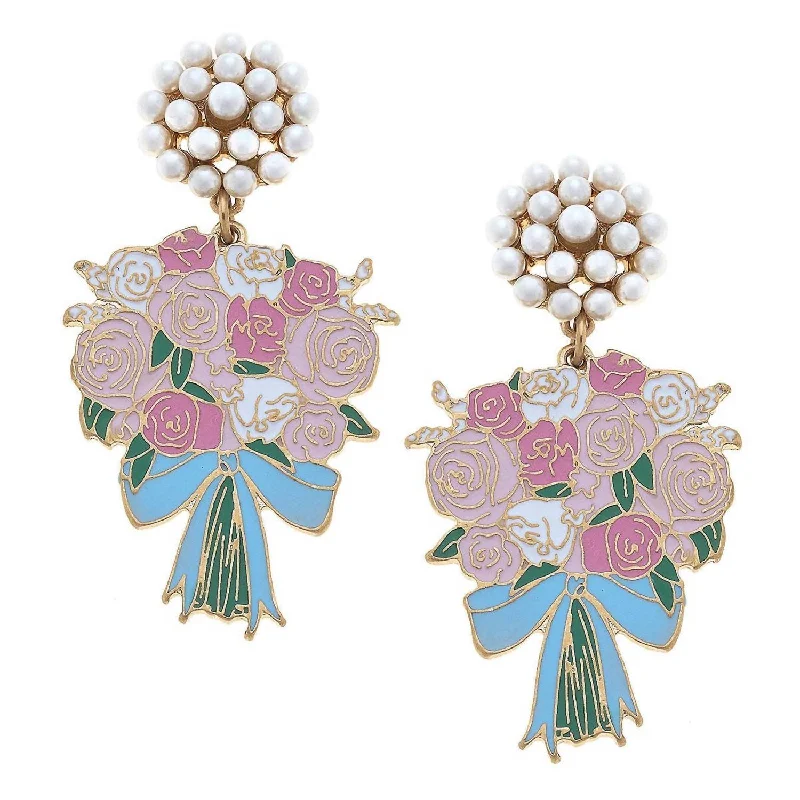 Accessorize For Less – Luxury Jewelry At Affordable Prices Women's Laney Enamel Cluster Earrings In Pink/blue