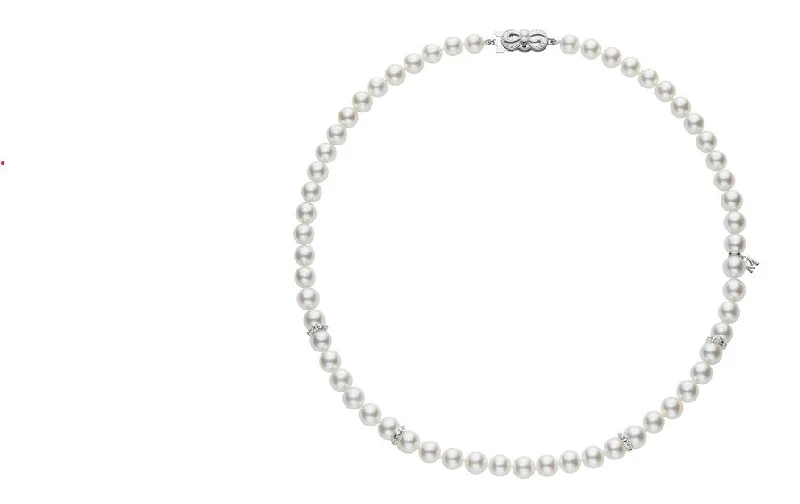 Bestselling Jewelry Now On Sale – Elevate Your Look 18" Akoya Pearl Necklace with 0.52cttw diiamonds