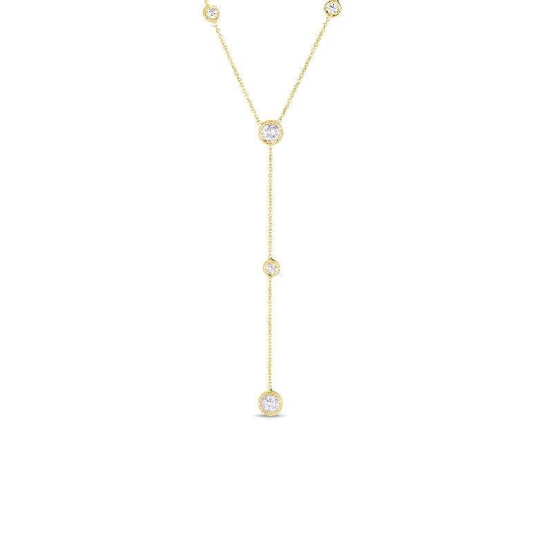 Everyday Jewelry Essentials Now On Sale 18K YELLOW GOLD DIAMONDS BY THE INCH 5 STATION ‘Y’ NECKLACE