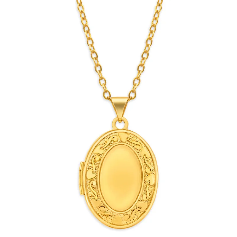 Special Jewelry Deals – Upgrade Your Collection 9ct Yellow Gold Silver Filled Oval Emboss Edge Locket