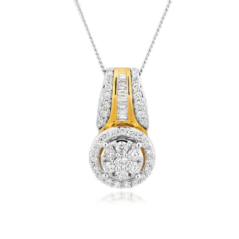 Your Dream Jewelry At Dream Prices 9ct Yellow Gold & White Gold Diamond Pendant With Chain