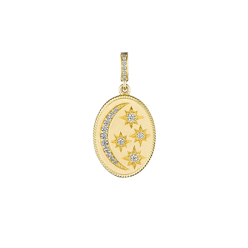 Get Your Favorite Jewelry At The Best Price Oval Moon & Star Medallion