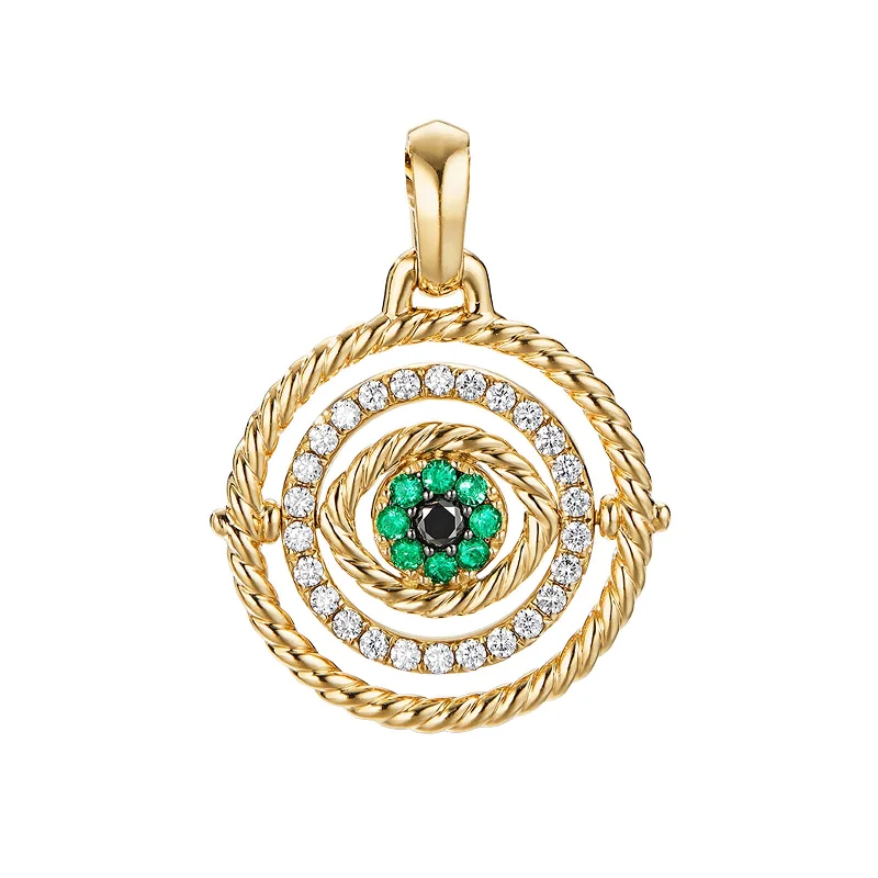 Get Ready To Sparkle – Special Jewelry Discounts Evil Eye Mobile Amulet in 18K Yellow Gold with Pave Emeralds and Diamonds Get Ready To Sparkle – Special Jewelry Discounts Evil Eye Mobile Amulet in 18K Yellow Gold with Pave Emeralds and Diamonds