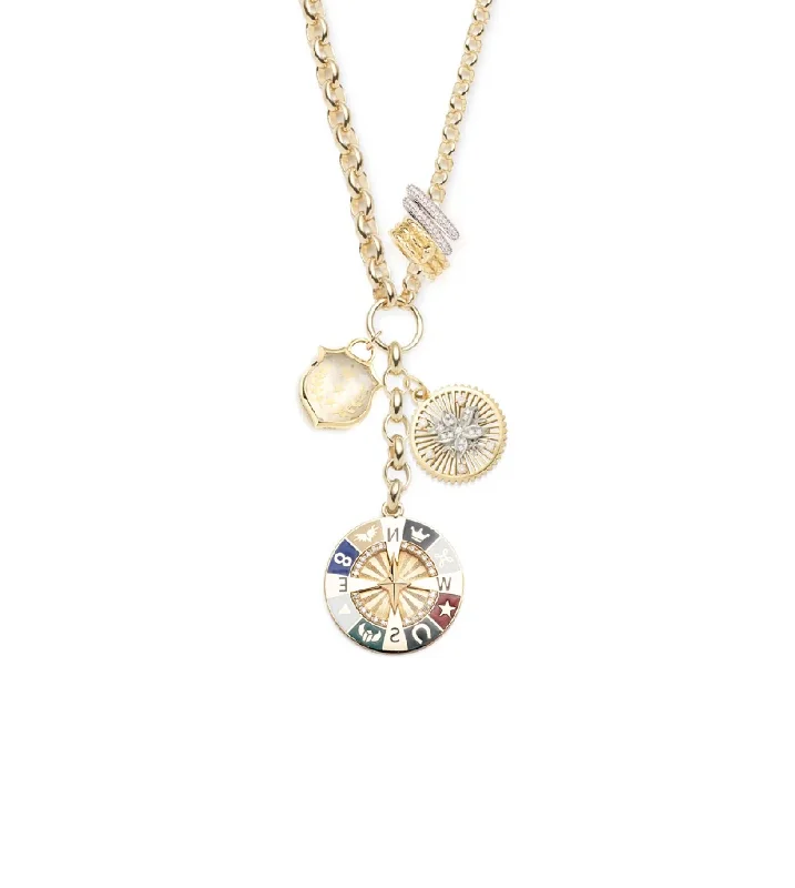 Versatile Layering Jewelry For Effortless Chic Internal Compass, Resilience & Per Aspera : Heavy Mixed Belcher Story with Heart Slides
