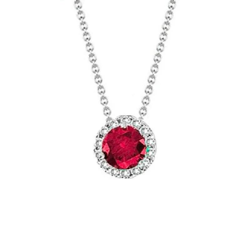Jewelry Clearance Sale – Final Reductions Ruby & Diamond Round Halo Pendant