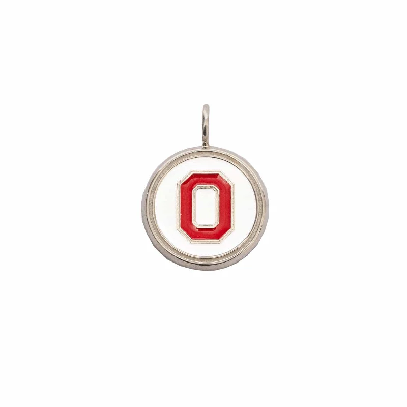 Classic And Modern Jewelry Styles On Sale OSU Block "O" Charm with Red and White Enamel