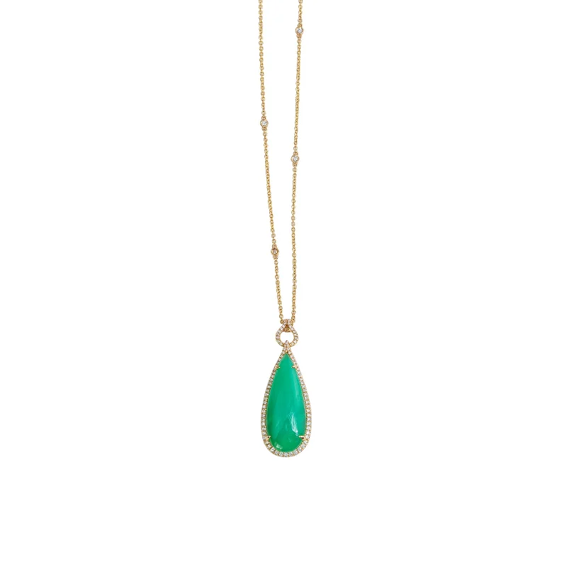 The Ultimate Jewelry Sale – Shop Premium Styles Green Opal Drop Pendant with Diamond Halo