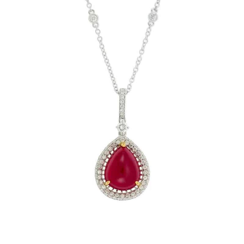 Glamorous Jewelry, Glamorous Deals – Shop Now Ruby & Diamond Halo Pendant