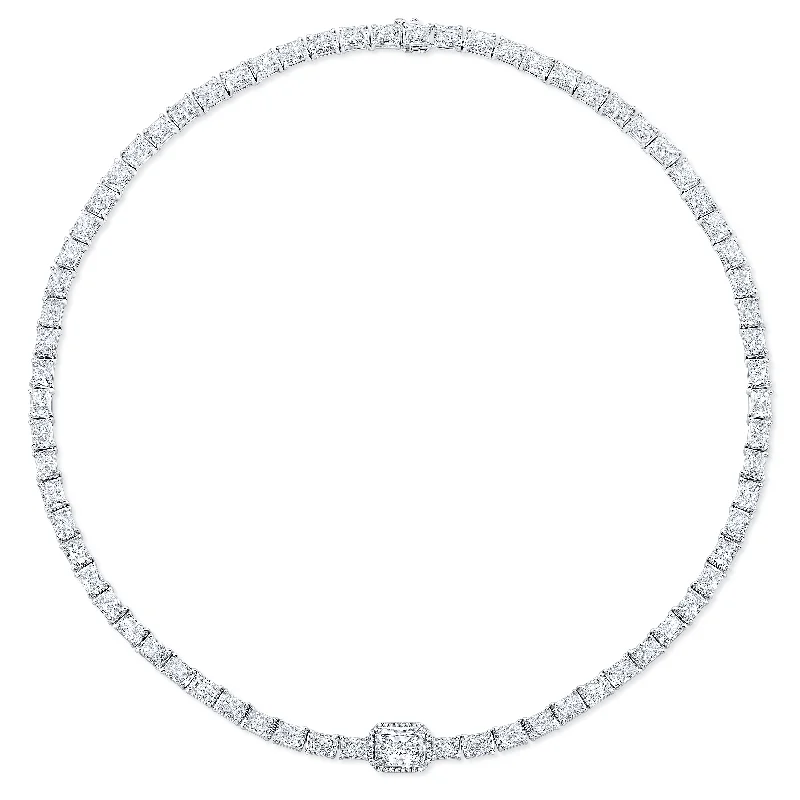 Get Ready To Sparkle – Special Jewelry Discounts Radiant-Cut Diamond Line Necklace in 18kt White Gold Get Ready To Sparkle – Special Jewelry Discounts Radiant-Cut Diamond Line Necklace in 18kt White Gold