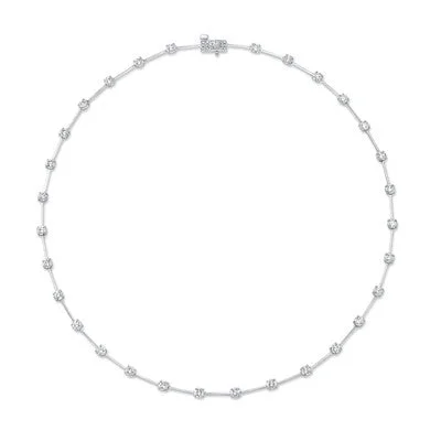 Shop Fine Jewelry With Amazing Deals Round Diamond Bar Necklace in 18kt White Gold
