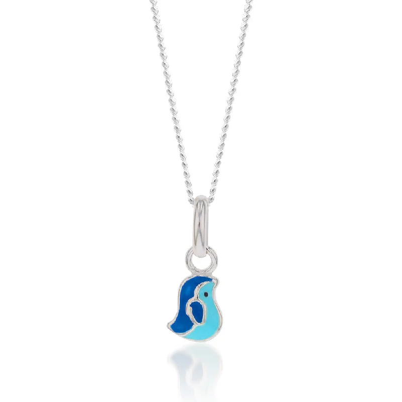 Trending Jewelry Now Available At Exclusive Prices Sterling Silver Blue Enamel Small Bird Charm Pendant
