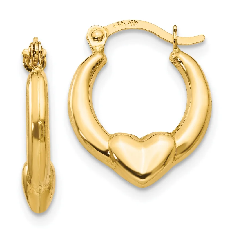 Waterproof Stainless Steel Jewelry For Lasting Beauty 14KT Yellow Gold 15X12MM Heart Hoop Earrings