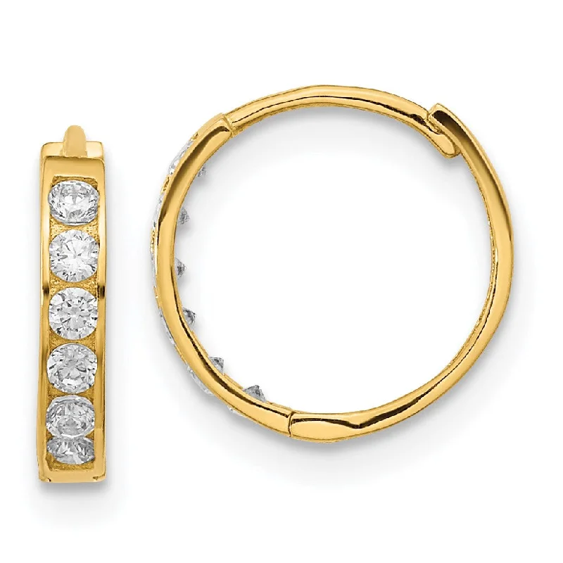 Shop Stylish Jewelry Now And Save Big 14KT Yellow Gold Cubic Zirconia 11.4MM Childrens Hoop Earrings