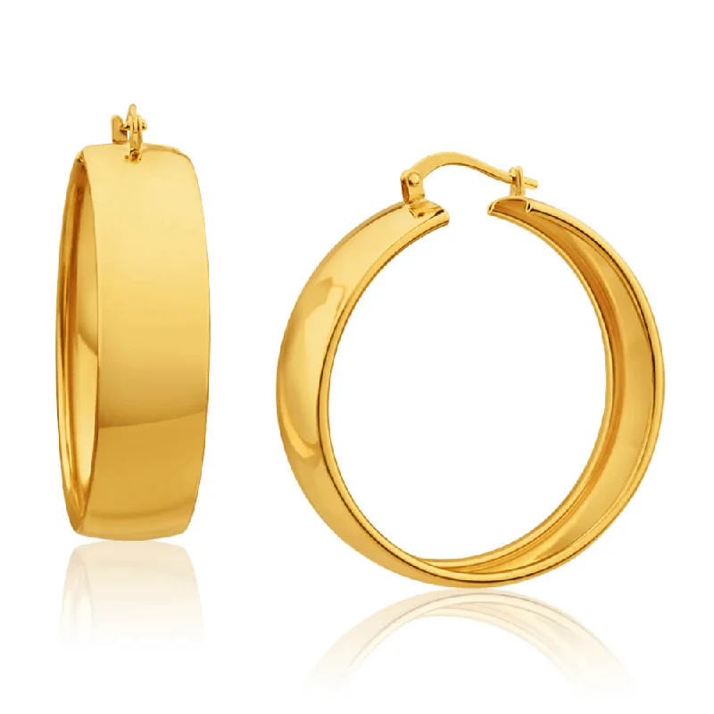Exclusive Jewelry Discounts – Shop Now For Savings 9ct Yellow Gold Silver Filled Plain 9mm Wide 30mm  Hoop Earrings