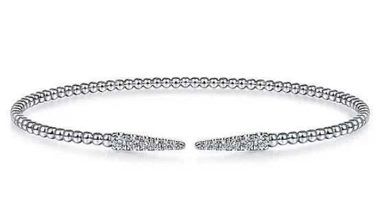 Elegant Jewelry Styles At Budget-Friendly Prices 14K White Gold Bujukan Diamond Spikes Split Bangle