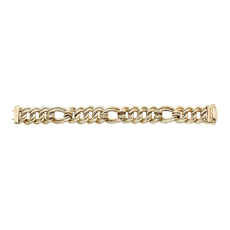 Trending Jewelry Now Available At Exclusive Prices 14kt Gold 7.5 inches Yellow Finish 17mm 3+1 Link Bracelet with Box Clasp