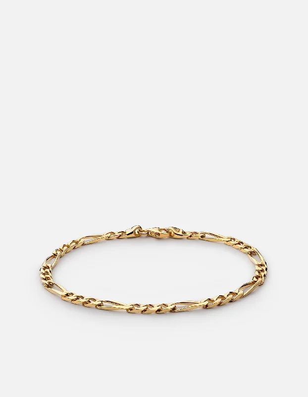 Must-Have Jewelry At Unbelievable Discounts 3mm Figaro Chain Bracelet, Gold Vermeil