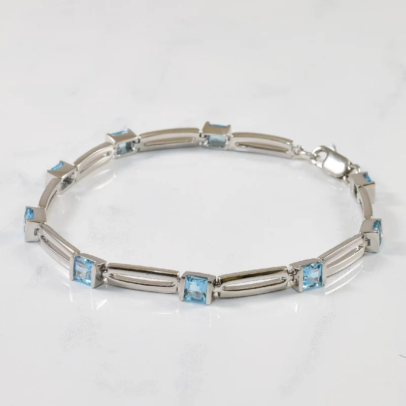 Handcrafted Beauty At Affordable Prices Square Cut Blue Topaz Bracelet | 3.60ctw | SZ 7.75" | Handcrafted Beauty At Affordable Prices Square Cut Blue Topaz Bracelet | 3.60ctw | SZ 7.75" |