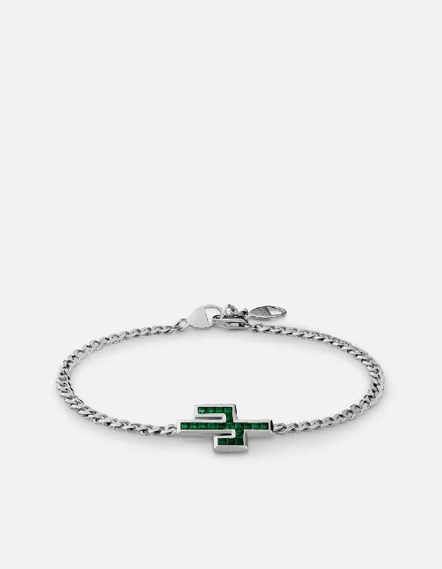 Luxury Jewelry At Unbeatable Discounts Cactus Onyx Chain Bracelet, Sterling Silver