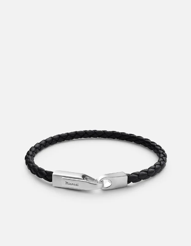 Fashion-Forward Geometric Jewelry For Contemporary Style Crew Leather Bracelet, Matte Silver