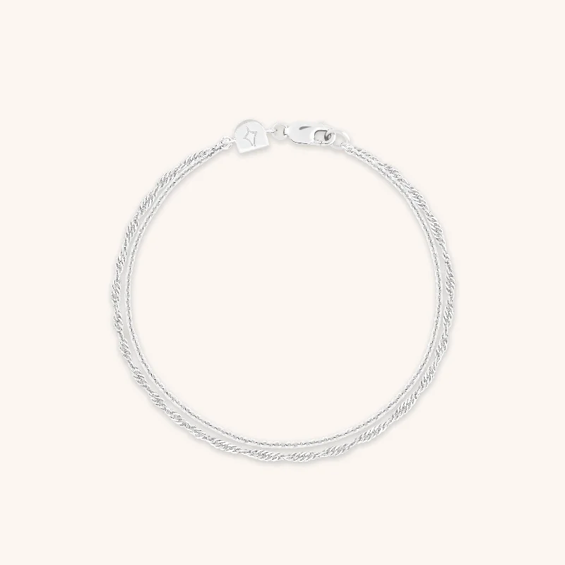 Make Your Outfit Shine With Discounted Jewelry Illusion Twist Double Chain Bracelet in Silver Make Your Outfit Shine With Discounted Jewelry Illusion Twist Double Chain Bracelet in Silver