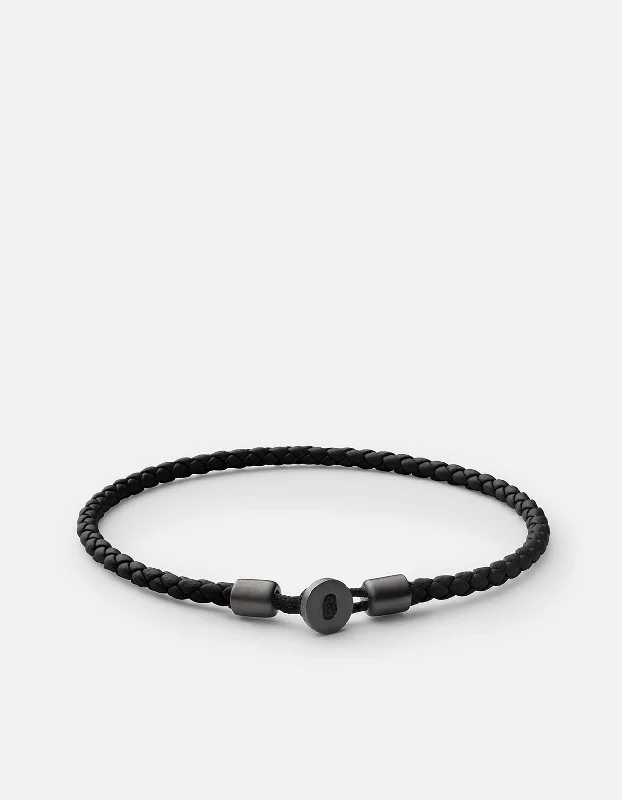 Jewelry Flash Sale – Stylish Designs At Unbeatable Rates Nexus Leather Bracelet, Matte Black Rhodium