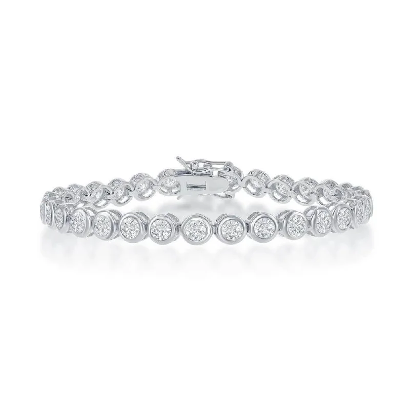Bestselling Jewelry At Special Promotional Rates Sterling Silver 4mm Bezel-Set Round CZ Tennis Bracelet